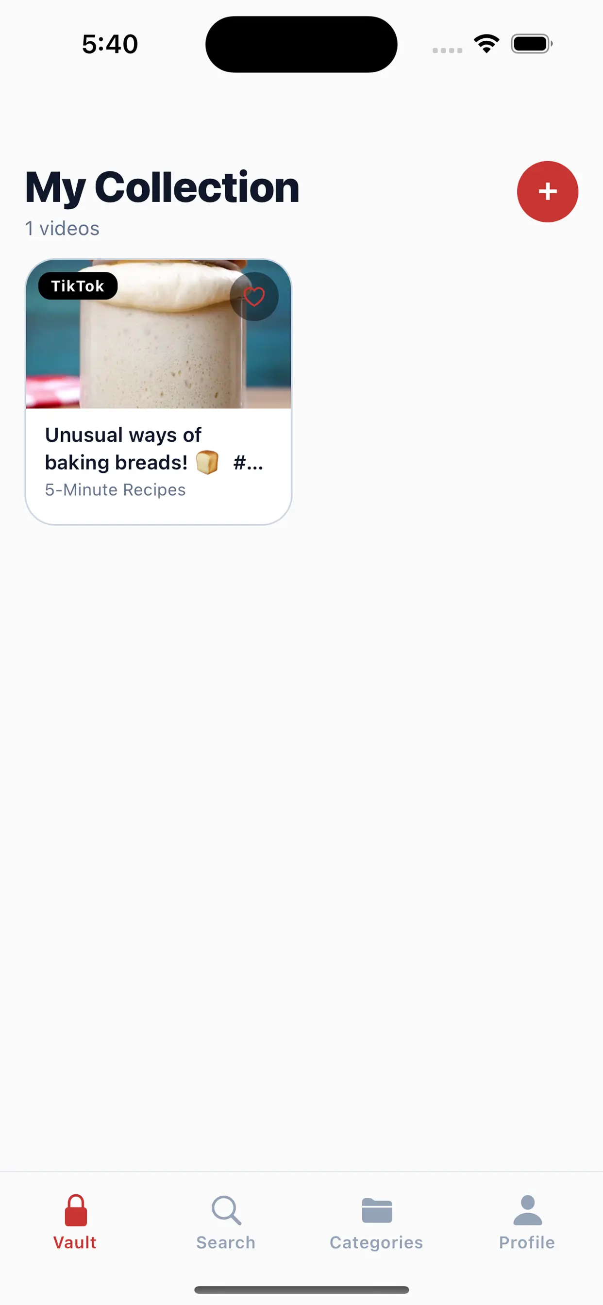 Vault collection screen