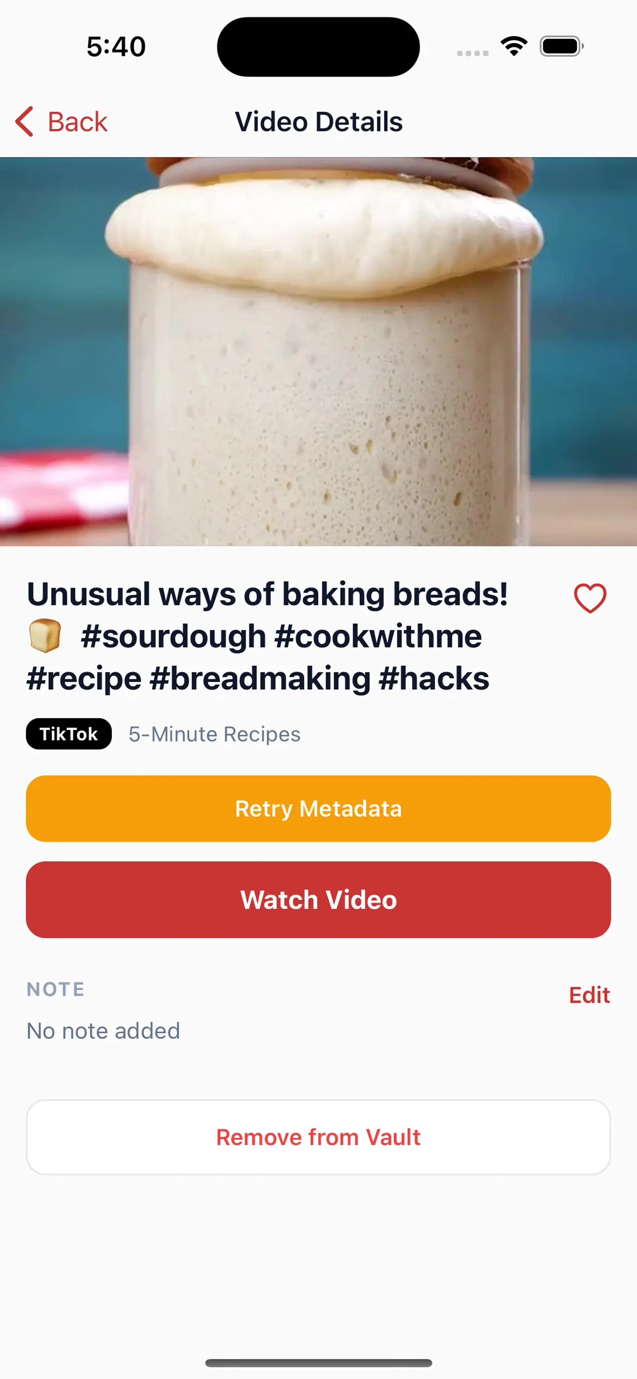 Video details screen